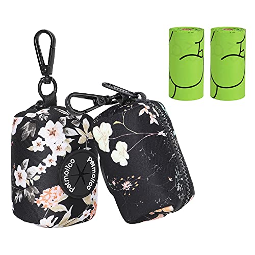 Dog Poop Bag Holder Dispenser 2 Pack (Yellow White Blooming)