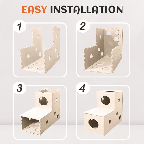 Cat Tunnel Original Cat Hideaway Cave for Indoor Cats (L-shape Tunnel / Beige)