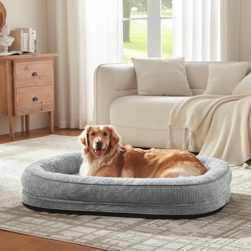 Orthopedic Dog Bed for Medium Dogs (Light Grey / 28"l X 23"w X 6.5"th)