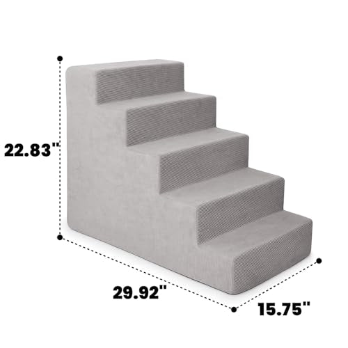 Dog Stairs for Small Dogs & Cats (Square Corner / 5 steps: 29.92''L×15.75''W×22.83''H)