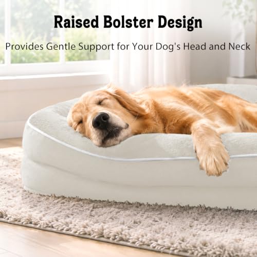 Orthopedic Washable XXL Dog Bed for Extra Large Dogs (Beige / 45"L x 35"W x 7.5"Th)