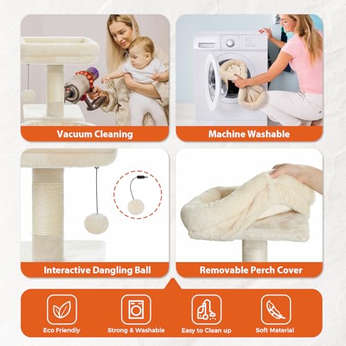 Cactus Cat Tree for Kittens & Small Cats (Beige)