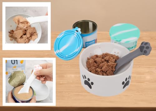 5 PCS Pet Food Can Lids & Spoons Set (Navy Blue)