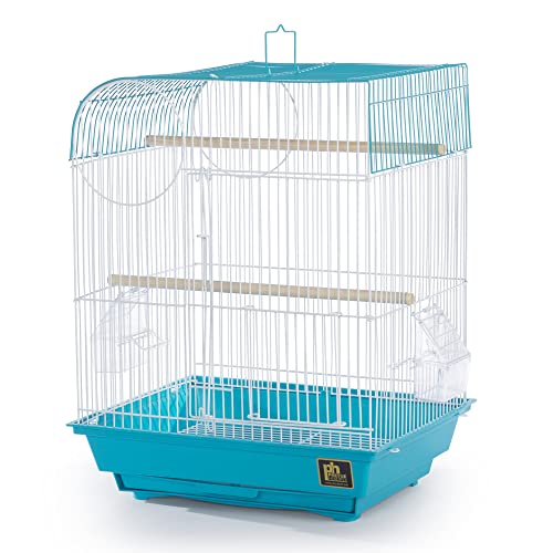 South Beach Flat Top Bird Cage Minimal Assembly (Teal / 10.6"L x 0.5"W x 18.0"H)