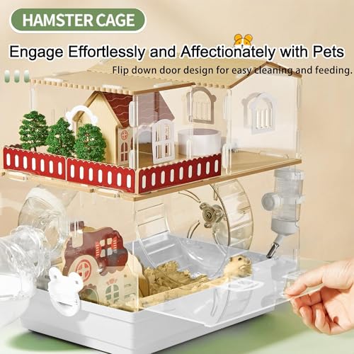 12 in 1 Clear Acrylic Hamster Cage with All Accessories (13.4"L x 10.2"W x 14.6"H / White)