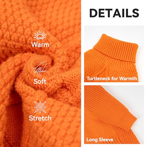 Dog Sweater Long Sleeve Knitted Turtleneck Pullover Warm Clothes (Orange / XX-Large)