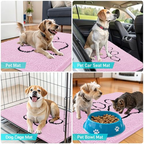 Dog Door Mat for Muddy Paws 48x30 (Pink / 48" X 30")