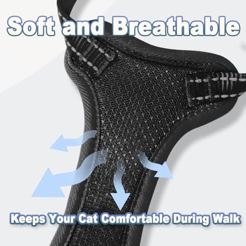 Cat Harness and Leash Set Escape Proof for Kitten Walking (Medium / Black)