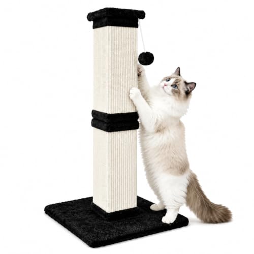 Vertical Cat Scratching Post for Indoor Cats (Black White)