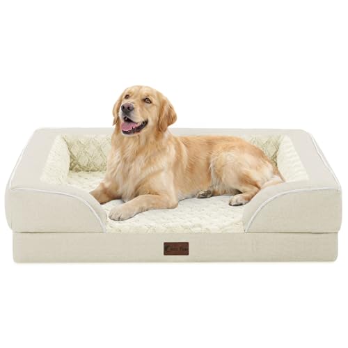 Waterproof Orthopedic Dog Bed for Large Dogs (Beige / 36.0"L x 27.0"W x 8.0"Th)