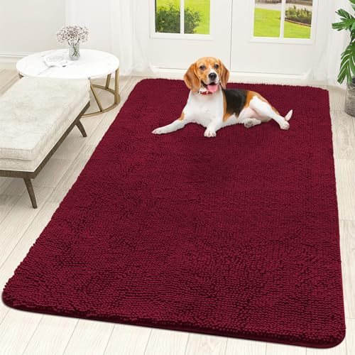 Dog Door Mat for Muddy Paws 70x46 (Burgundy / 70" X 46")