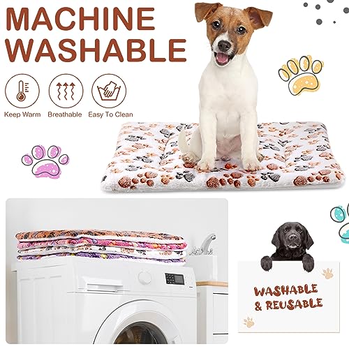 4 Pack Soft Pet Bed Mat Small Dog Crate Fleece (30 x 22 Inches / Vivid Color)