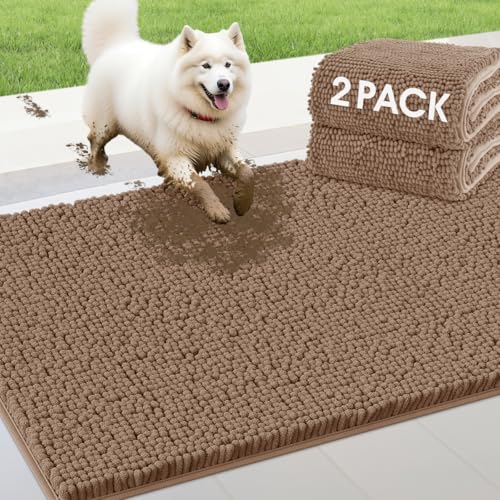 2 Pieces Set Muddy Door Mats for Dogs (Camel / 36" x 24"(2 pieces))