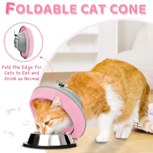 Cat Cone Collar Soft to Stop Licking (Solid Pink / M)