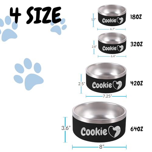 Custom Dog Bowl Personalized Dog Bowls with Name Stainless Steel Non (Pink / 64 oz (3.6x8in))
