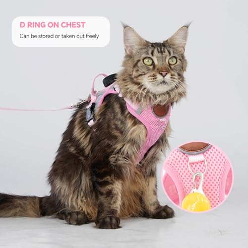 Cat Harness and Leash Set with AirTag Holder (Pink (Holder for Airtag) / S)