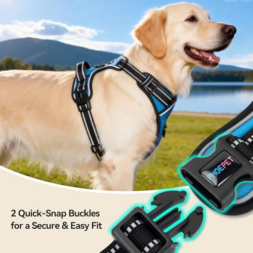 Reflective Dog Harness No Pull Large Breed Vest (Large / Blue)