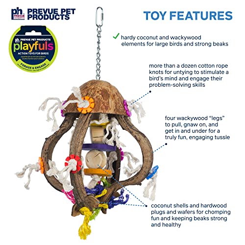 Jellyfish Bird Toy Hanging Cage Toy for Foraging (approx 9 1/2"" diam. x 14 1/2" H / Multi)