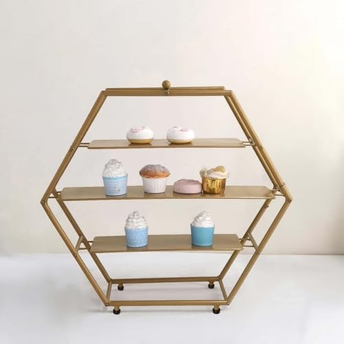 Efavormart 3 Tier Metal Hexagon Cupcake Stand 21" Matte Gold (3-Tier 21" Hexagon / Gold)
