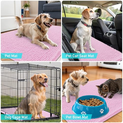 Dog Door Mat for Muddy Paws 59x35 (Pink / 59" X 35")