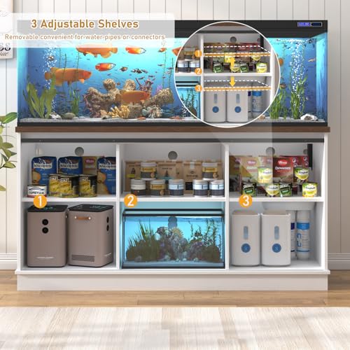 Farmhouse 75 120 Gallon Fish Tank Stand with Power Outlet (White / 75-120 Gallon)