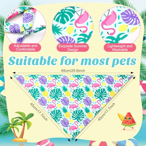 50 Pcs Hawaiian Dog Bandanas Bulk for Dogs Soft Bibs Adjustable Triangle Pet Bandana for Small Medium Large Costume (Hawaii Pattern / 25.6 x 17.7 x 17.7 Inch)