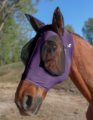 Horse Fly Mask with Ears (Deep Purple / Large)
