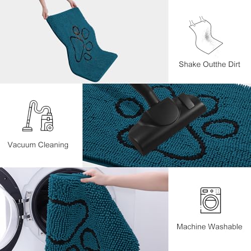 Dog Door Mat for Muddy Paws (48"X30" / Atlantic Blue and Black)