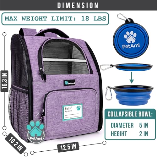 Dog Backpack Carrier Airline Approved Cat Pet Puppy Bag (Heather Purple)