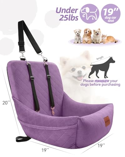 Dog Car Seat for Small Dogs Up to 25lbs (Purple)