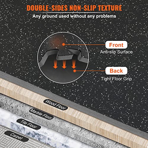 0.56Inch 24sq.ft 6 Tiles Gym Flooring for Home Gym (Black & Grey / 25"L x 25"W x 0.56"Th)