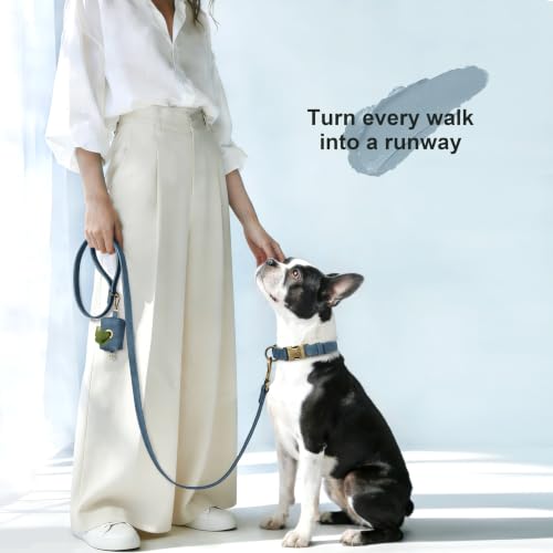 Soft PU Leather Dog Collar for Medium Dogs (M：Fit 14-18" Neck, Width ¾" / Blue)