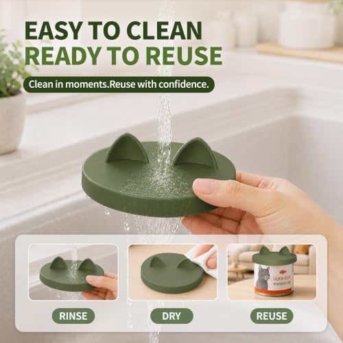 3-in-1 Dog Food Can Lids, Cat Food Can Covers, 2pcs, Camo Green (Camo Green)