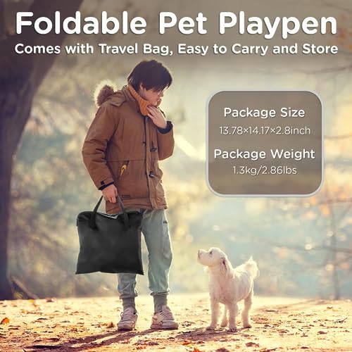 Foldable Pet Kitten Playpen (Brown 03 / Large(35.4''×27.5''×23.6''))