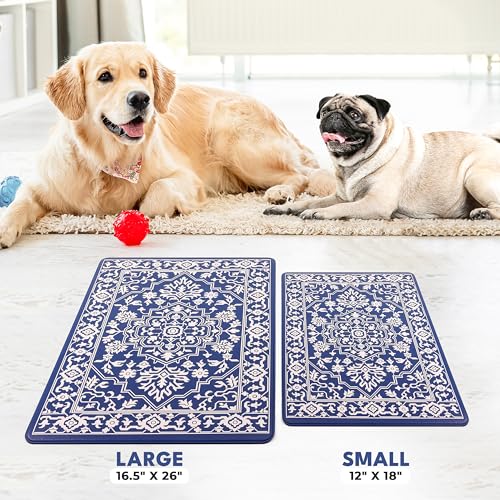 Large Dog Mat for Food and Water (16.5"L x 26"W / Large Casablanca)