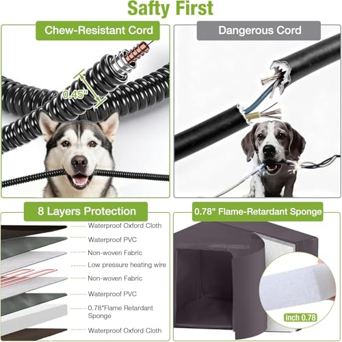 Large Heated Dog House for Outside Insulated Dog House Outdoor with Safe Heated Pad