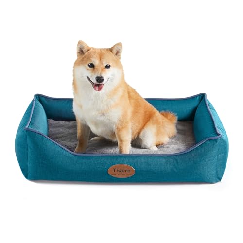 Orthopedic Dog Beds for Medium Dogs (26.4"L x 21.7"W x 6.2"Th / Peacock Blue)