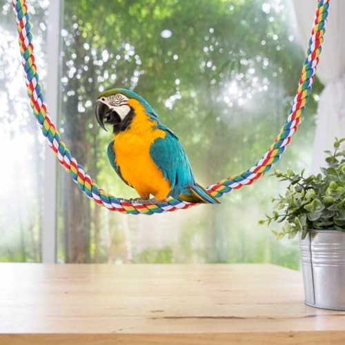 Parrot Cotton Rope Perch 41.33 in Bird Rope Climbing Toy for Cage Standing Station Chew Toy for Pet Birds Helps Exercise Balance and Coordination 1 pc (105cm)