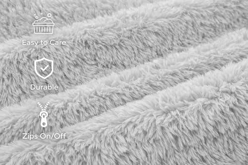 Orthopedic Memory Foam Dog Bed 7" Inch Thick Extra Large Dog Bed with Pillow Fluffy Grey 50"x34"x10" Includes Waterproof Liner & Durable Removable Cover with Smart Design (Grey - Fluffy / XL - 50"x34"x10")