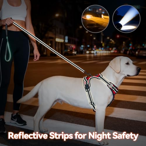 No Pull Dog Harness Medium Reflective Front Clip Puppy Vest (Medium / Red)