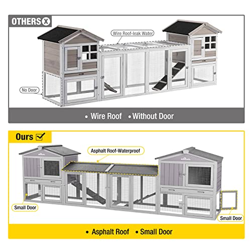 Rabbit Hutch Indoor Bunny Cage Outdoor House with Deeper Leakproof Plastic Tray