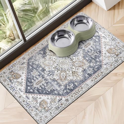 Dog Food Mats for Floors (Grey Blue / Xl(24"×32"))