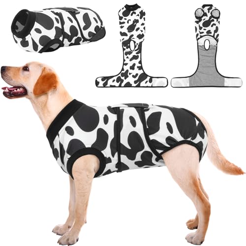 Recovery Suit for Dogs Cats (Large (Back:16.1-20.1'', Weight:23-48 Lb) / Cow Splash)
