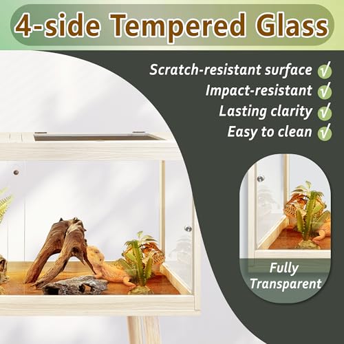 Reptile Enclosure with Leg (Oak / 40"x20"x20",65Gallons)