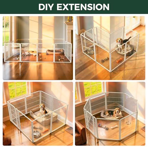 AuraSpace Pro Acrylic & Wire Mesh Indoor Dog Playpen (White / 32"H)