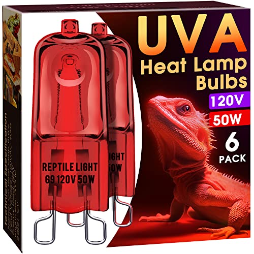 G9 Infrared Heat Lamp Bulbs for Reptile Mini Reptile Light Red (Red Bulb / 6 Pack)