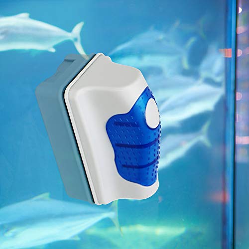Magnetic Aquarium Fish Tank Glass Algae Glass Cleaner Scrubber Floating Clean Brush (L / Blue)
