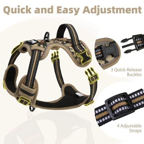 No Pull Tactical Dog Harness for Large (Camouflage / X-Large)