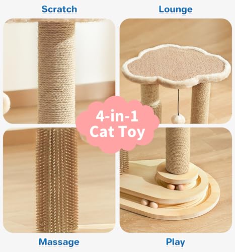 Made4Pets Kitten Toy Scratching Post with Self Groomer for Indoor Cats (17.5"H)