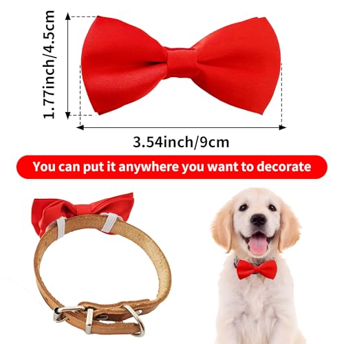 12 Pack Plain Dog Bowties for Small Dogs Slide on Collar (S/M)